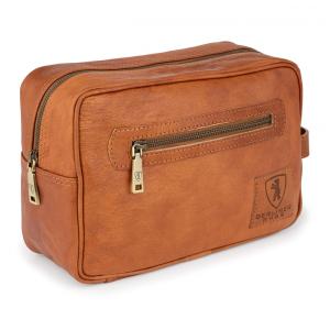 Necessaire Masculina Vintage de Couro, Conhaque, BERLINER BAGS, Marrom