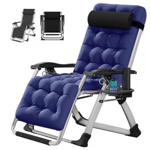 Cadeira Reclinável Ajustável Gravidade Zero com Mesa Lateral e Almofada Removível, DoCred, Azul