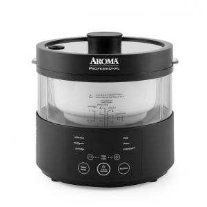 Panela de Arroz Elétrica até 8 xícaras não Cozidas com Painel de Controle, 110V 950W, Aroma Housewares AMC800, Preta