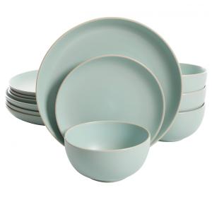 Aparelho de Jantar com 12 Peças em Cerâmica Serve 4 Pessoas, Gibson Home Rockaway, Teal