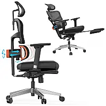 Cadeira de Escritório Ergonômica com Suporte para Lombar 4D, Censi, Preta