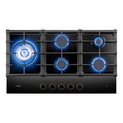 Cooktop a gás 5 queimadores Fotile vidro temperado preto queimador triplo 18.000 BTU layout em losango 110V