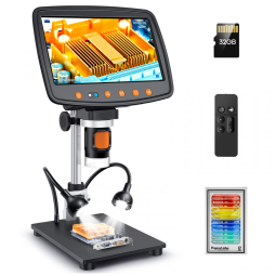 Microscópio Digital de Solda Ampliação 1500X com Tela LCD e Imagem de 12MP, 240V, Leipan, Preto