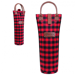 Bolsa Térmica para Garrafa de Vinho OPUX - Ideal para Picnics e Presentes - Revestimento Isolante - Design Elegante Xadrez Vermelho