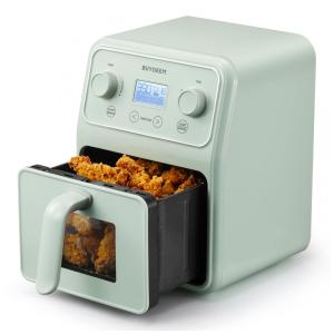 Forno Airfryer 4 Litros 8 em 1 com Janela Retrô e Lembrete de Agitar, 110V 1200W, Buydeem, Verde