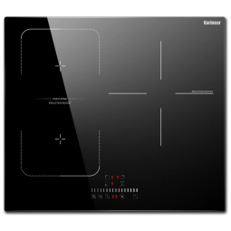 Cooktop por indução de embutir 59 cm Karinear vidro preto 3 zonas 6800W zona flex, 9 níveis de potência, timer e trava 220V