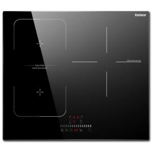 Cooktop por indução de embutir 59 cm Karinear vidro preto 3 zonas 6800W zona flex, 9 níveis de potência, timer e trava 220V
