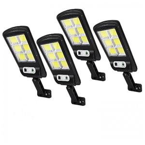 Luminária Solar Externa 120 LED com 3 Modos e Controle Remoto, 4 Unidades, WEGITCS, Preto