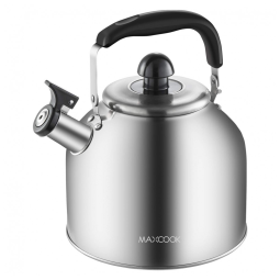 Chaleira de Chá 4 Litros em Aço Inoxidável com Apito, MAXCOOK, Prata