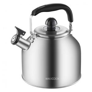 Chaleira de Chá 4 Litros em Aço Inoxidável com Apito, MAXCOOK, Prata