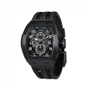Relógio Masculino Analógico Quartzo a Prova dÁgua 50M com Cronógrafo, TSAR BOMBA 8211, Preto
