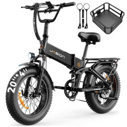 Bicicleta elétrica dobrável Jasion X Hunter preto stealth pneu grosso 20" motor 750W pico 1400W bateria 48V 13Ah até 112 km 110V