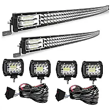 Farol de Milha LED Off Road Barra de Luz 711W Curvo 132cm 81cm 441W 10 30V Impermeável, T FORMER, Branco