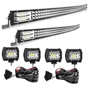 Farol de Milha LED Off Road Barra de Luz 711W Curvo 132cm 81cm 441W 10 30V Impermeável, T FORMER, Branco