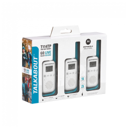 Rádio Comunicador Walkie Talkie Motorola Solutions T114TP, Rádio Bidirecional FRS Portátil, 22 Canais, (25,7 km), Funcionamento com Bateria