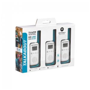 Rádio Comunicador Walkie Talkie Motorola Solutions T114TP, Rádio Bidirecional FRS Portátil, 22 Canais, (25,7 km), Funcionamento com Bateria
