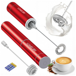 Espumador Elétrico de Leite em Aço Inoxidável a Bateria, VOMELON SF007BUS, Vermelho