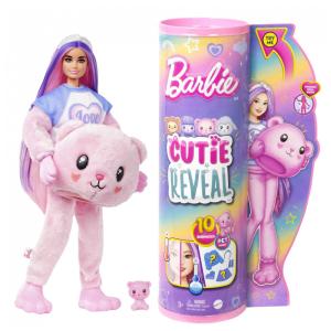 Boneca Barbie Revelação com Fantasia de Pelúcia Urso e 10 Surpresas, Rosa