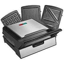 Máquina de Waffle 3 em 1 com Placas Removiveís, 800W, Aço Inoxidável, 110v, REDMOND, Preto