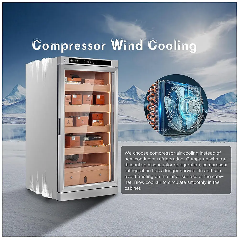 Humidor para Charutos ZIEUN Prata 300L Controle de Temperatura e Umidade com Sistema de Umidificação Integrado 110V — foto 2
