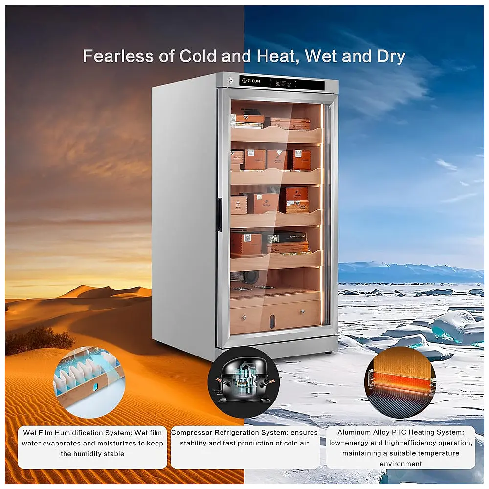 Humidor para Charutos ZIEUN Prata 300L Controle de Temperatura e Umidade com Sistema de Umidificação Integrado 110V — foto 3