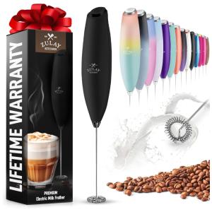 Espumador de Leite Elétrico Portátil para Café com Motor de Titânio e Alça Ergonômica, Preto