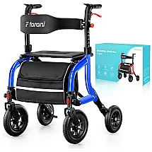 Andador Todo Terreno com Assento e Rodas de 25,4 cm, Encosto Acolchoado - Andador Farani Rollator