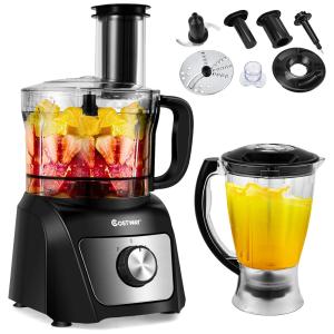 Liquidificador Profissional 2 em 1 com 3 Velocidades 500W, 110v, COSTWAY, Preto