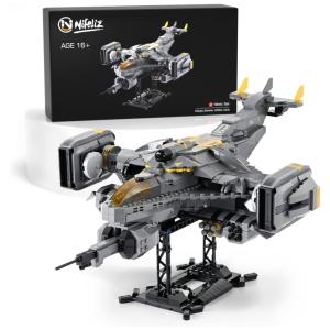 Kit de Construção Aeronave Lançadeira de Ataque Militar com 906 Peças, Nifeliz, Cinza