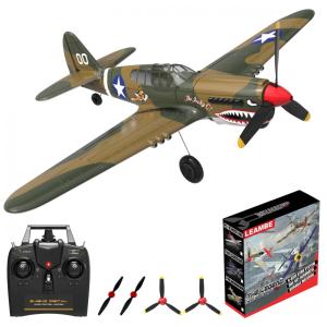 Avião de Controle Remoto com Sistema de Estabilização Xpilot para Crianças e Adultos, LEAMBE P40, Verde e Vermelho