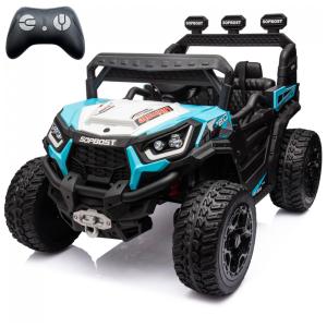 Carro Elétrico Infantil, Jeep 4X4 com Controle Remoto, Cinto de Segurança Ajustável, Luzes LED Brilhantes e Portas Duplas com Trava, 24V