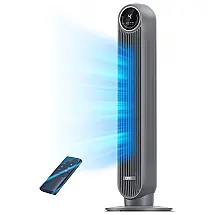 Ventilador de Torre com Controle Remoto, Oscilação de 90°, Temporizador de 8H e 4 Velocidades, 110V, Dreo, Cinza