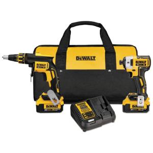 Kit Chave de Impacto e Parafusadeira por Hora com 2 Baterias 20V, Carregador, Bolsa de Transporte, DEWALT DCK267M2, Amarelo