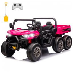 Caminhão Basculante Infantil Elétrico Sopbost Rosa 24V 2 Lugares 4 Motores 75W Caçamba Automática 4WD Pneus EVA Controle Bluetooth