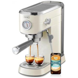 Máquina de Café Expresso 20 Bar Gevi Tanque de água 1L com Vaporizador de Leite, 110V Branco Creme