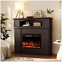 Lareira Elétrica PRETZI 110x101cm 1500W Chamas LED 12 Cores Portátil 110V