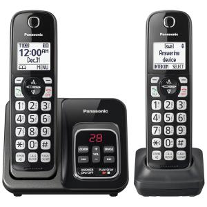 Telefone sem Fio, com Bluetooth e secretária eletrônica, 2 unidades, preto, PANASONIC KX TGD562M, Preto
