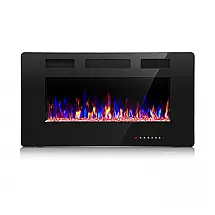 Crzoe Jx 830C3 Lareira Elétrica de Embutir A76x45L, Controle Remoto e Luz de LED, 110V, 1500W, Preto
