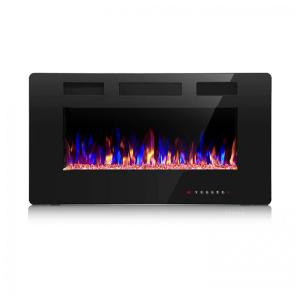 Crzoe Jx 830C3 Lareira Elétrica de Embutir A76x45L, Controle Remoto e Luz de LED, 110V, 1500W, Preto