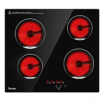 Cooktop elétrico vitrocerâmico 61cm TOPWISH preto 4 zonas radiantes touch timer trava de segurança 6000W 220V