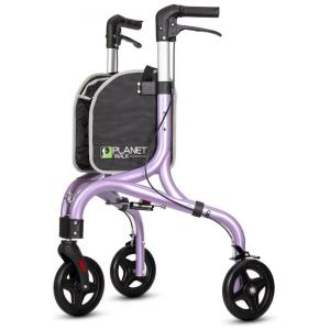 Andador Adulto Idoso 3 Rodas PLANET WALK em Alumínio e Ultraleve, Suporta até 136 Quilos, Roxo