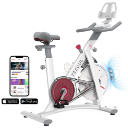 S3 Bicicleta Ergométrica com Suporte para Tablet, Bluetooth e 100 Níveis de Resistência, 110v, YESOUL, Branco