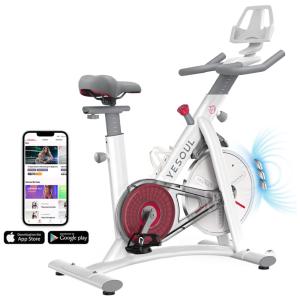 S3 Bicicleta Ergométrica com Suporte para Tablet, Bluetooth e 100 Níveis de Resistência, 110v, YESOUL, Branco