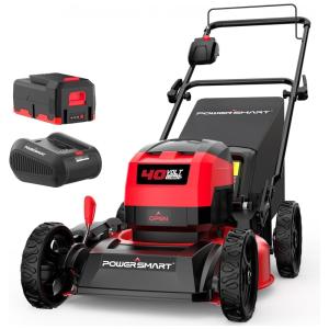 Cortador de Grama Elétrico PowerSmart a Bateria 40V, sem Fio, 3 em 1 com Motor sem Escovas, Bateria de 4.0Ah e Carregador