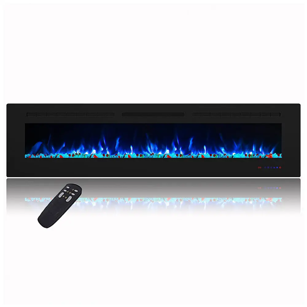 Lareira Elétrica de Embutir A40x182L com Controle Remoto e Temporizador, 110V, Masarflame, Preta