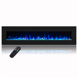 Lareira Elétrica de Embutir A40x182L com Controle Remoto e Temporizador, 110V, Masarflame, Preta