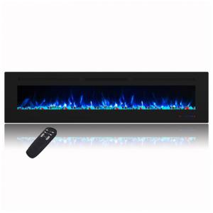 Lareira Elétrica de Embutir A40x182L com Controle Remoto e Temporizador, 110V, Masarflame, Preta