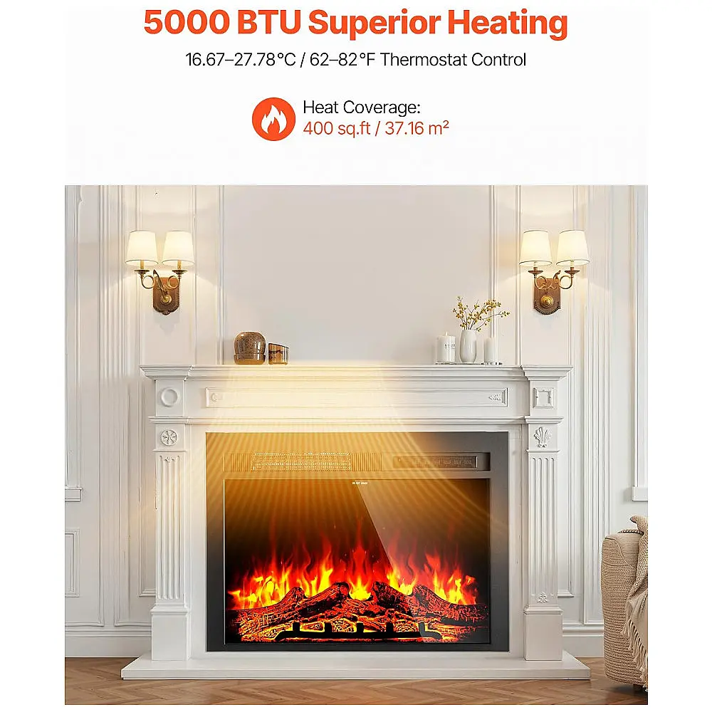 Lareira Elétrica VEVOR 89x68cm 1500W Chamas 3D 9 Cores Embutir 110V — foto 2