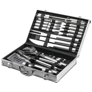LIDAG Kit Churrasco na Grelha 26 Peças de Aço Inoxidável com Estojo de zenamento, LIDANG, Prateado