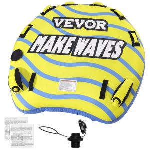 Boia Rebocável para 3 Pessoas, Carga Máx 230 kg com Capa de Nylon, Alças de EVA e Válvula de Segurança de Velocidade, VEVOR, Amarelo e Azul